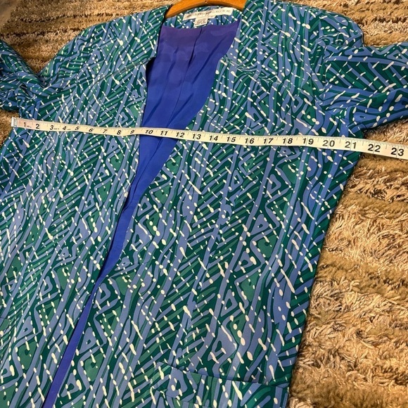 Anne Crimmins Umi Collection Silk Jacket Blazer Long Open Front size 12 Artsy - Picture 10 of 11